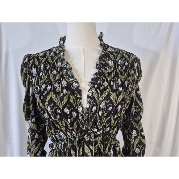 Sold! New W/Tag Anthropologie Black Floral Long Sleeve Ruffle Mini Dress Small - Picture 6 of 13